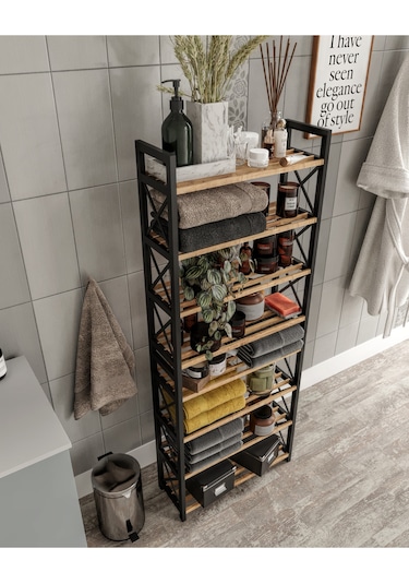 Dekoratif Banyo Rafı Organıser Çok Amaçlı Raf Düzenleyici Siyah