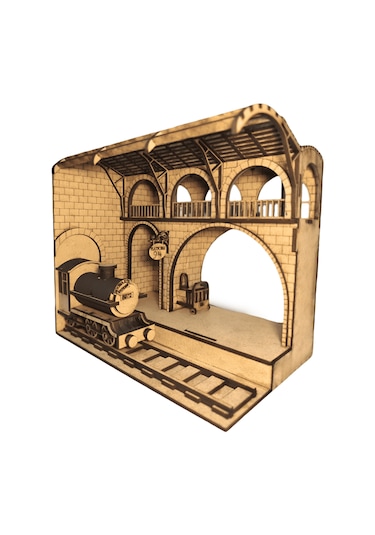 Platform 9 3/4 Tren İstasyonu Ahşap Maket Seti Dıy Book Nook Koleksiyoner Modeli