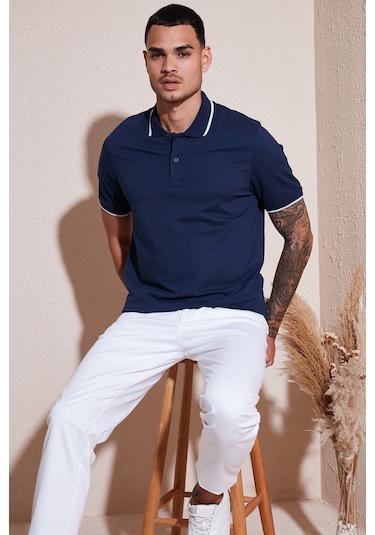 Buratti Erkek Polo Yaka T Shirt 5902063 İndigo Buratti Erkek Polo Yaka T Shirt 5902063 İndigo