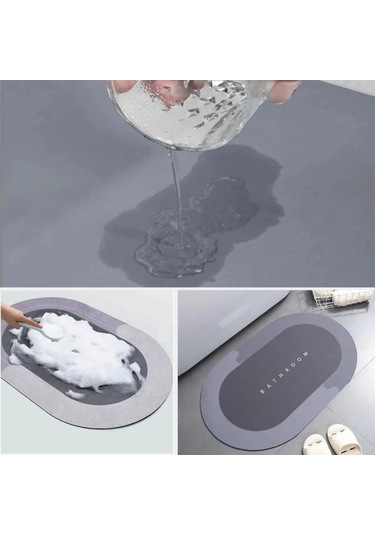 Sihirli Süper Su Emici Kaymaz Tabanlı Oval Paspas 40 60 Cm 5361 Çok Renkli