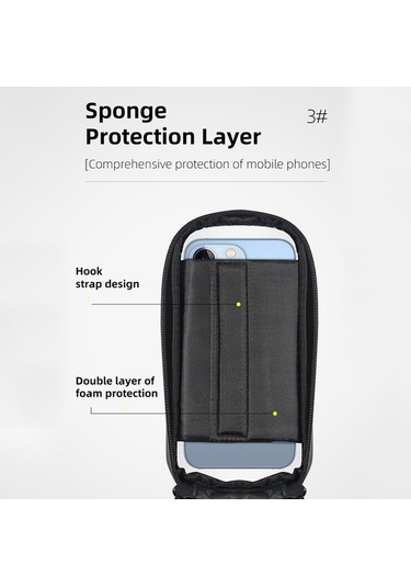 Didadodo Yp0707283 1.5l Karbon Fiber Bisiklet Su Geçirmez Ekran Ön Çerçeve Telefon Çantası Renkli Tasarım, Çok Renkli Çok Renkli