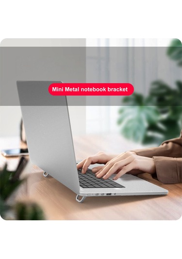 Maiyame Zinc Alloy Laptop Elevation Stand, Foldable Hidden Footrest, Adjustable Height Desktop Holder, Black, 2-pack