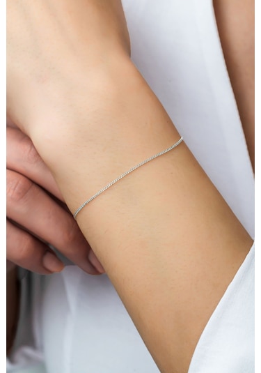 Azuris Silver Azuris Silver 925k Gümüş 1 Mm Gurmet Zincir Bileklik Gümüş