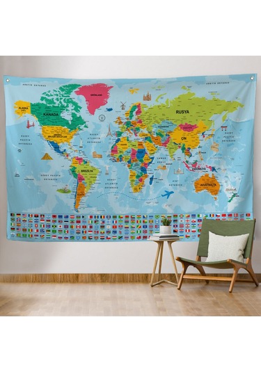 Dekoratif Dünya Haritası Duvar Örtüsü-halısı 3865