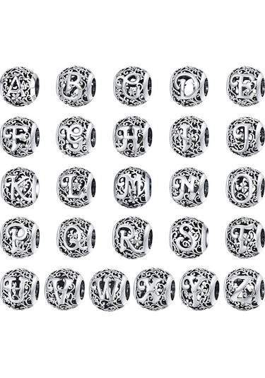 S925 Ayar Gümüş Mori Serisi İçi Boş Harfler Boncuk Dıy Bilezik Kolye Aksesuarları B Çok Renkli