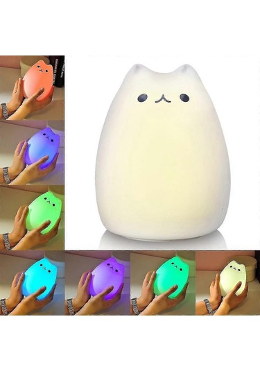 Gece Lambası, Çocuklar İçin Şarj Edilebilir Silikon Sevimli Çok Renkli