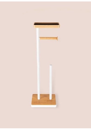 The Mia Bambu Tepsili Tuvalet Kağıdı Standı Beyaz Glv0757 Beyaz