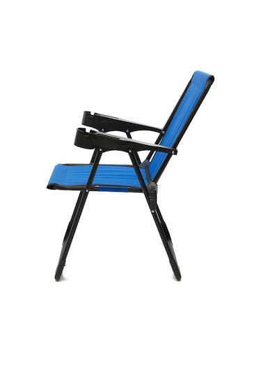 Silva 4 Adet Kamp Sandalyesi Bardaklıklı Lüks Mavi + MDF Masa Mavi