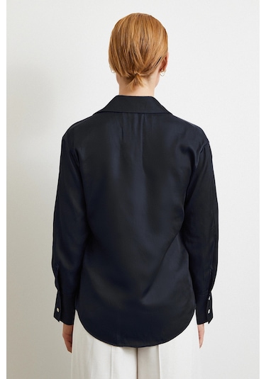 Diagonal Desen Gömlek Siyah Siyah