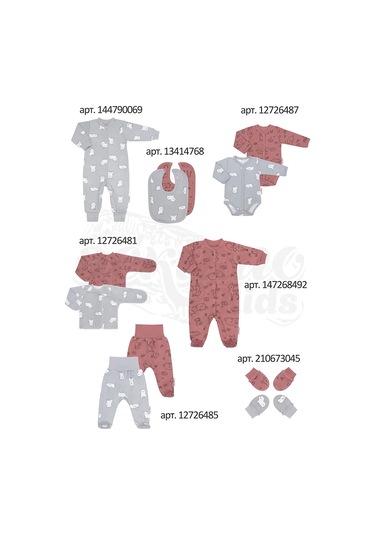 Eskimo. Yenidoğanlar İçin Kısa Kollu Üst Takımı, 2 Parça 210671807 Gri