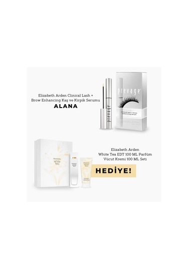 Elizabeth Arden White Tea Kadın Parfüm EDT 100 ML + Clinical Lash+ Brow Enhancing Kaş ve Kirpik Serumu + Vücut Kremi 100 ML