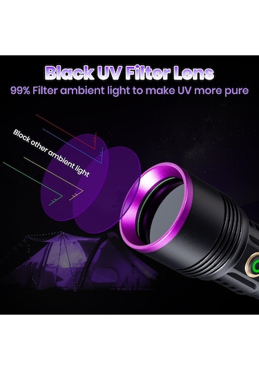 20w 365nm Profesyonel Güçlü Mor Uv Işık El Feneri Evcil Hayvan İd