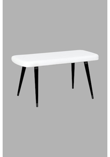 Vilinze Eames Ahşap Ayak Deri Mutfak Masası Bankı Beyaz