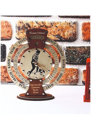 Öğretmenler Gününe Özel İsimli Takvimli Masa Saati