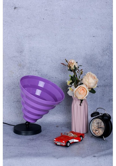 Facto Dekoratif Obje Alan Yer Köşe Bahçe Aydınlatması Lambader Abajur Mor