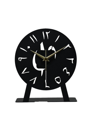 Elif-vav Model Metal Lazer Kesim Akar Sessiz Mekanizmalı Masa Saati Siyah