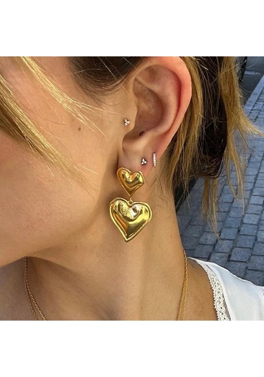 Altın Metalik Küpe Bayan Çok Renkli