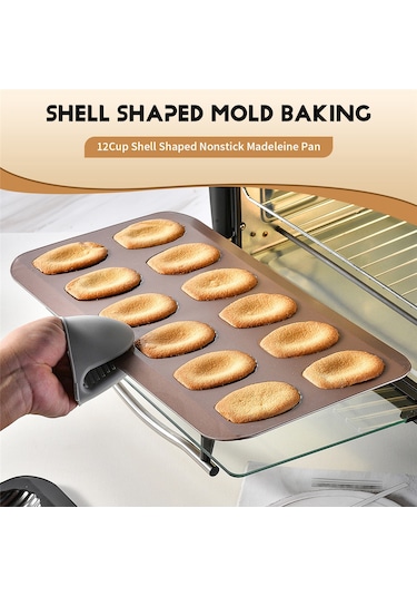 Sointeresting 12 Bardak Kabuk Şeklinde Yapışmaz Madeleine Tava Karbon Çelik Kalıp Pişirme Kalıbı Araçları Altın