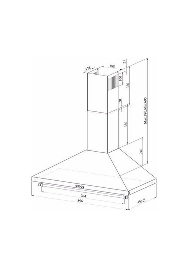GL General GLD 039RS Rustıc 90 Cm Siyah Rustik Davlumbaz