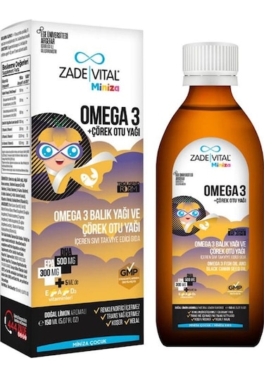 Zade Vital Miniza Omega 3 Ve Çörek Otu Yağı 150 Ml