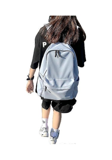 Ganzhoushop Lise Öğrencileri Sırt Çantası Büyük Kapasiteli Seyahat Sırt Çantası Düz Renk Okul Çantası Kızlar İçin Beyaz Çok Renkli