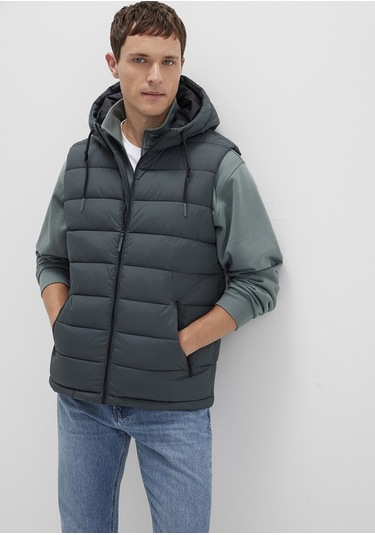 Mavi - Kapüşonlu Yeşil Şişme Yelek 0110604-71598 Yeşil