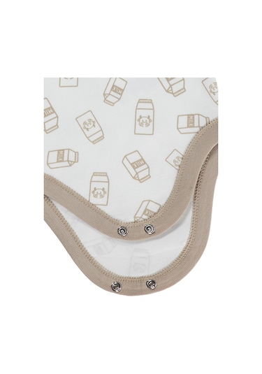Civil Baby Milk Baskılı 2'li Set 3-18 Ay Çıtçıtlı Badi - Ekru