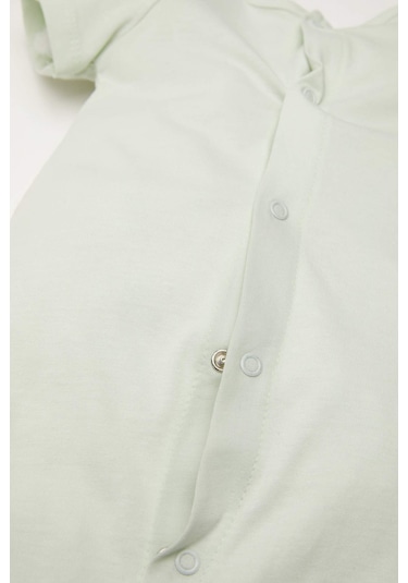 DeFacto Kız Bebek Yenidoğan Desenli Penye 2'li Kısa Kollu Tulum D8298A5NSER105 Ekru