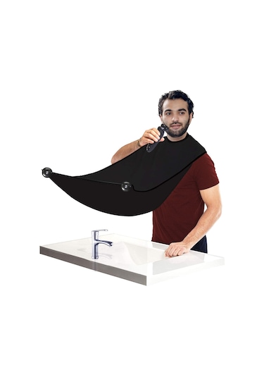 Folinda Erkekler İçin Sakal Tıraş Apronu - Saç Ve Sakal Tespit Edici, Giysileri Temiz Tutar, Yeniden Kullanılabilir, Su Geçirmez, Hediye Seçeneği Siyah