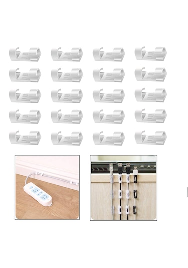 Yapışkanlı Kablo Sabitleyici Klips Set -al4551 20 Adet Beyaz