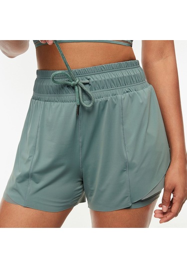 Reedark Kadın Spor Şortu: İki Parça Tasarım, Hızlı Kuruma, Nefes Alabilir, Ayarlanabilir Bel, Yoga Ve Koşu İçin İdeal Yeşil, L Beden Yeşil