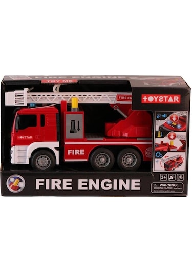 Sesli Işıklı Pilli Merdivenli Full Fonksiyon Su Püskürtme Oyuncak Eğitici İtfaiye Arabası