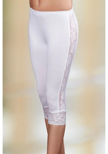 Yanları Ve Paça Dantelli Tayt B878 Beyaz