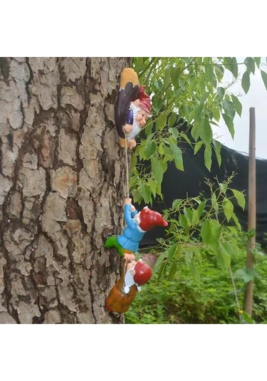 Tenfowee Minimalist Bahçe Figürü - Reçine Cüce Heykeli, Ağaçta Tırmanan Ornament, Modern Dekoratif Süs