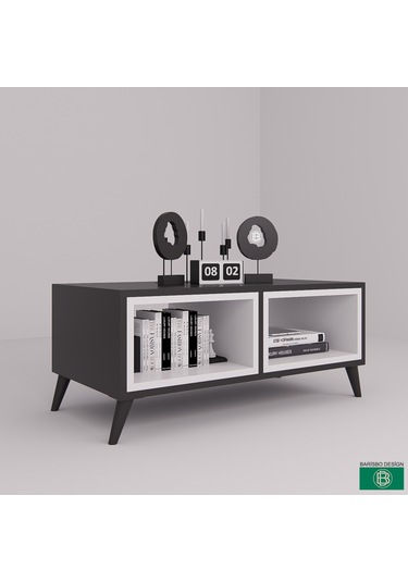 Orta Sehpa Modern Açık Raflı Antrasit - Beyaz