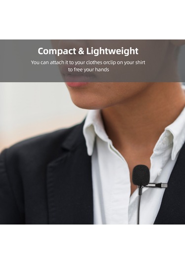 Mufunye Sjcam Sj20/c200pro İçin Yönsüz Tip-c Kablolu Spor Kamera Yaka Mikrofonu 1.5m, 23g Siyah