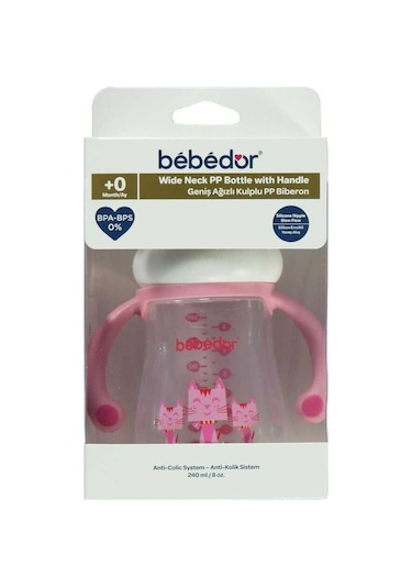 Bebedor Geniş Ağızlı Kulplu Pp Biberon 240 ML 99322 Çok Renkli
