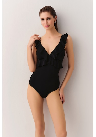 Suwen Fırfırlı Mayo Sbn25250012 Siyah