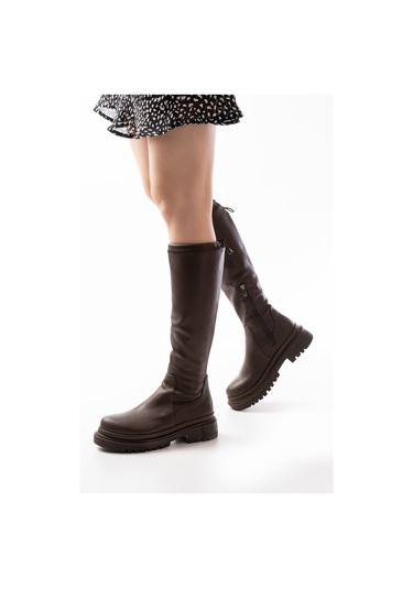 812-2291 Fermuarlı Günlük Kadın Çizme Kahverengi Kahve Rengi