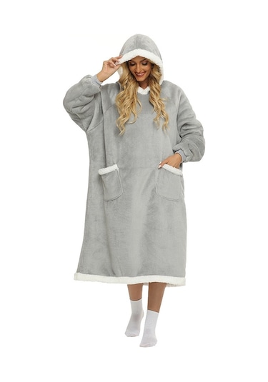 Sones Tembel Battaniye Kuzu Yünü Tv Battaniyesi Giyilebilir Battaniye Siyah