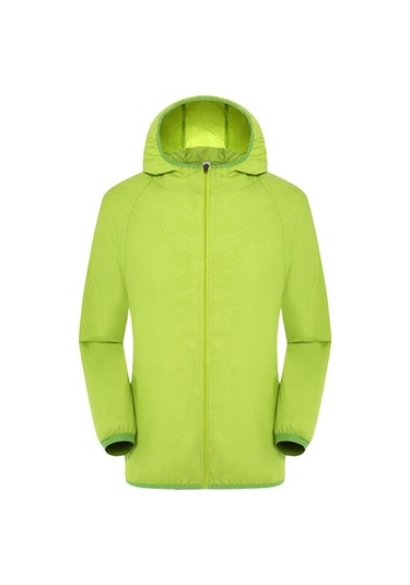 Yeşil Erkek Kadın Günlük Ceketler Rüzgar Geçirmez Ultra Hafif Yağmur Geçirmez Rüzgarlık Üst Yeşil