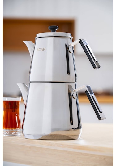 Aveline Aile Boy Çaydanlık Takımı Silver/siyah