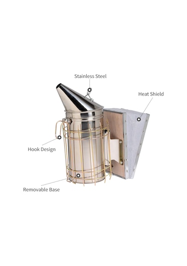 Symbee Çelik Paslanmaz Arı Duman Makinesi - Isı Korumalı, Hava Akışı İyi, Arıları Sakinleştirir