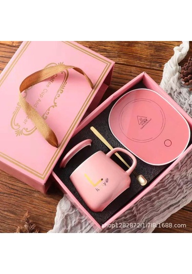 Dofolink Usb Isıtmalı Seramik Mug Seti - Sabit Sıcaklık Su Bardağı, Taşınabilir Hediyelik Set Beyaz