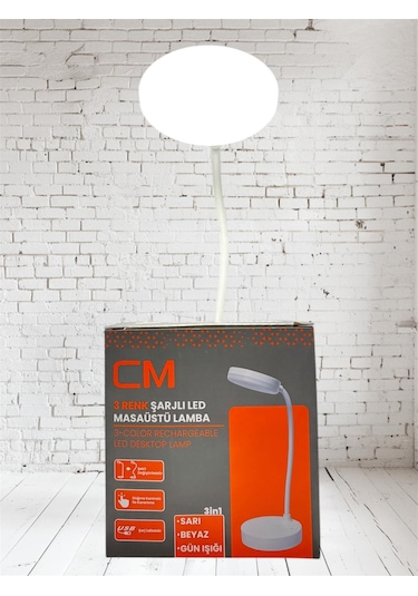 Cm 3 Renkli Şarjlı Led Masaüstü Lamba Beyaz
