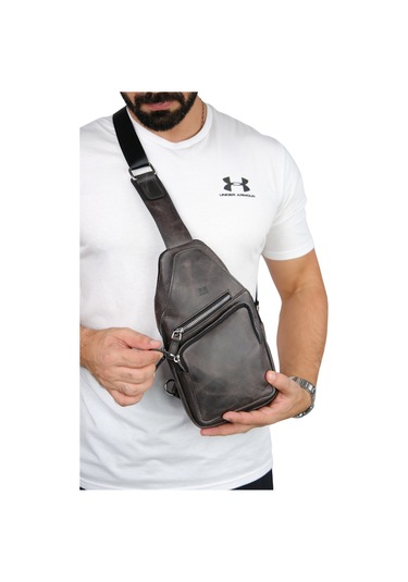 Mft Leather Hakiki Deri Unisex Çapraz Çanta Baggy 6981 Tiguan Antrasit