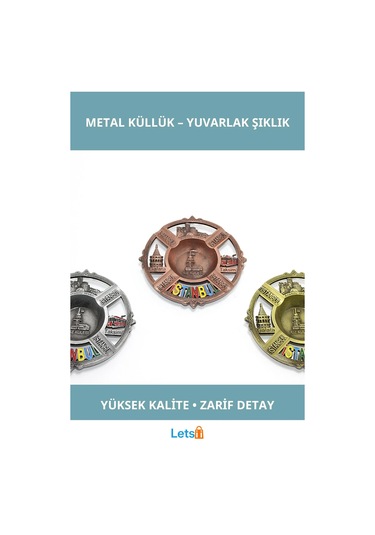 İstanbul Temalı Yöresel Yuvarlak Metal Küllük