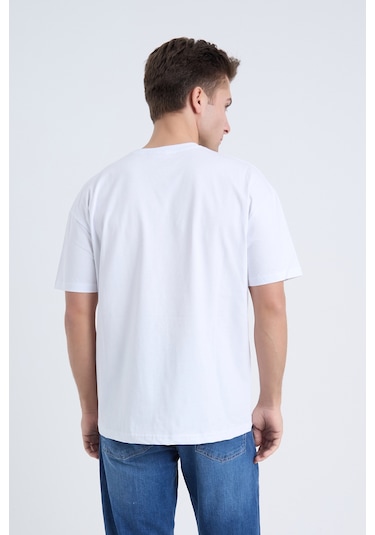 Velvoria Unisex Oversize Beyaz Tokyo Desenli T-shırt