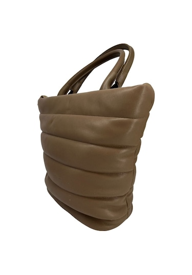 Sentt Parlak Suni Deri Yatay Şeritli Çanta-Koyu Kahve Koyu Kahverengi