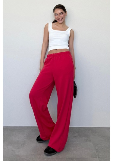 Madmext Kırmızı Bol Paça Kadın Eşofman Altı Mg2279 Kırmızı